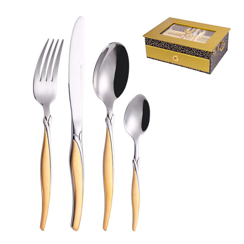 72/84/86 Gottinghen Stainless Steel Płyty Złote 86 Pcs sztućce Set z drewnianą skrzynią